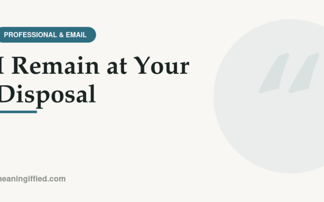 Business email showing the closing phrase i remain at your disposal