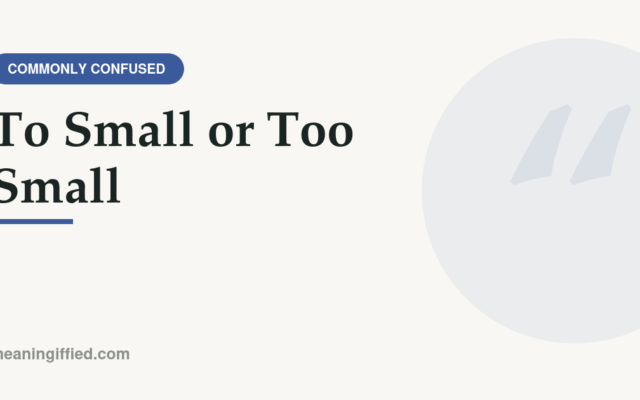 Comparison graphic showing "too small" is the correct spelling, not "to small"